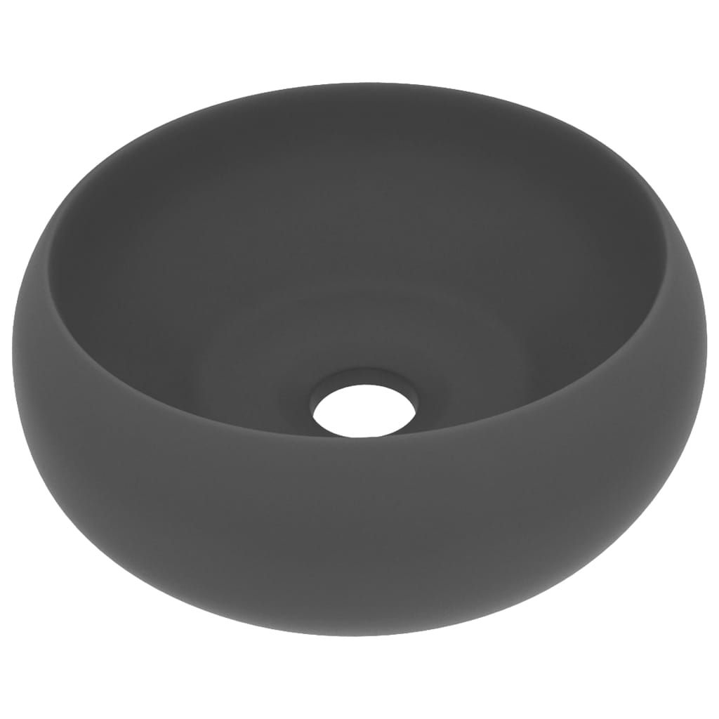 Lavabo rond de luxe Gris foncé mat 40x15 cm Céramique