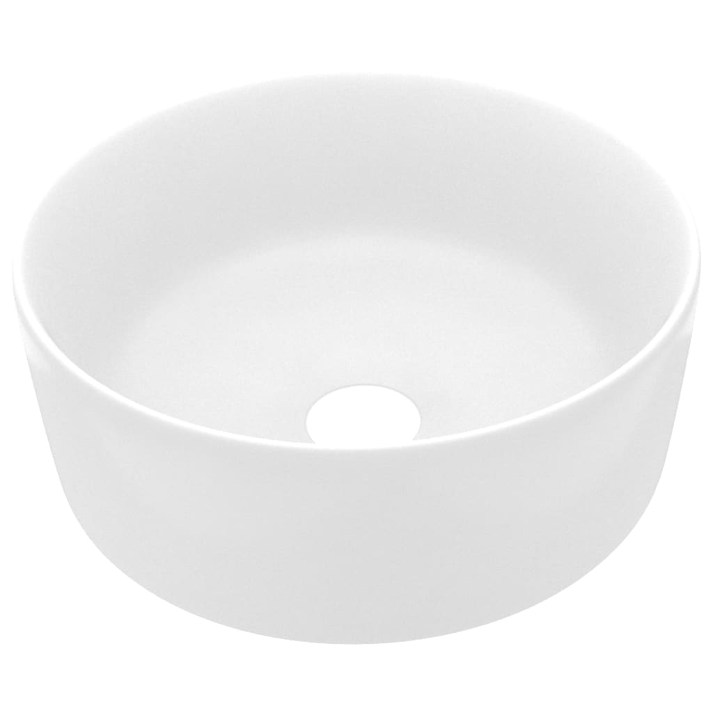 Lavabo rond de luxe Blanc mat 40x15 cm Céramique