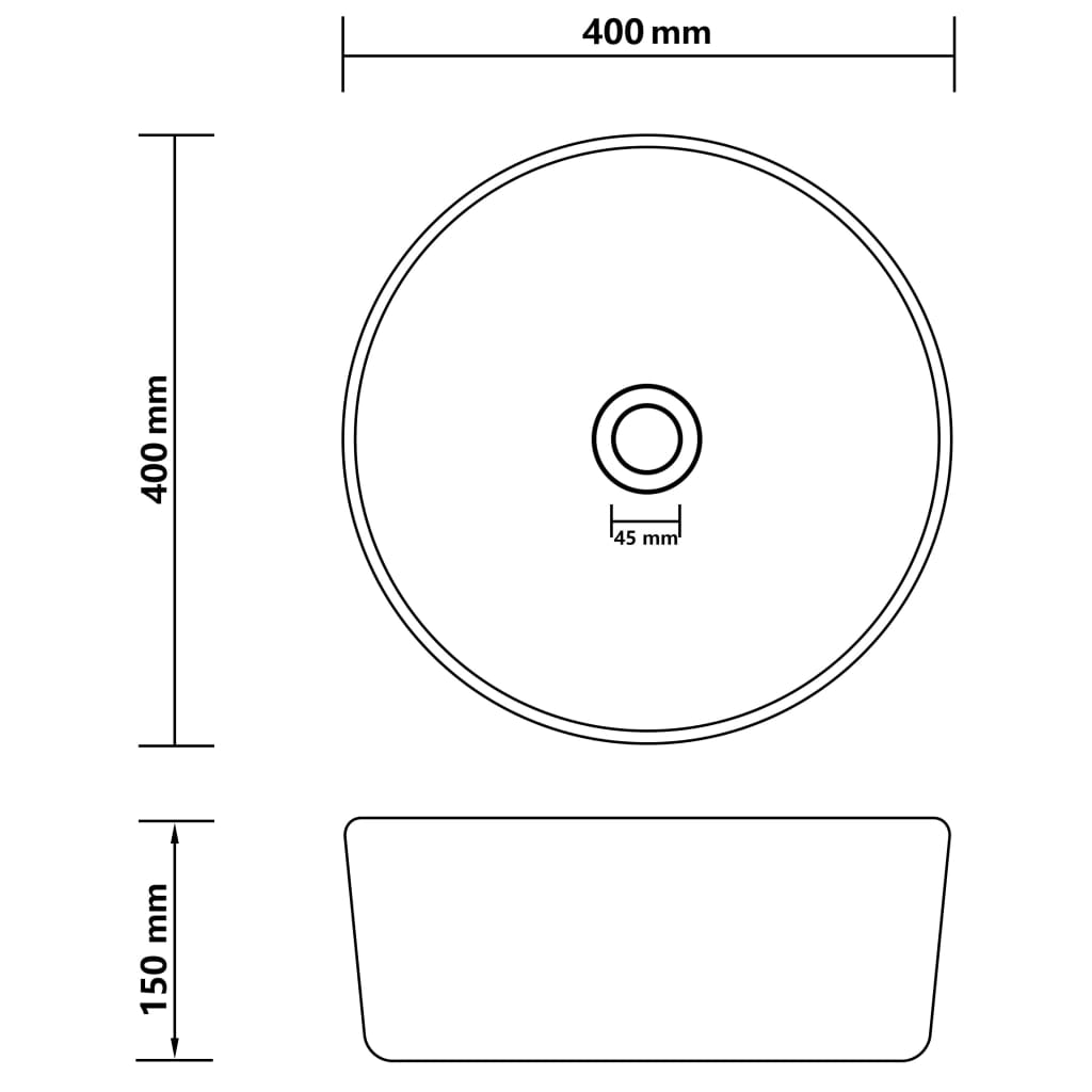 Lavabo rond de luxe Bleu clair mat 40x15 cm Céramique