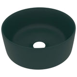 Lavabo rond de luxe Vert foncé mat 40x15 cm Céramique