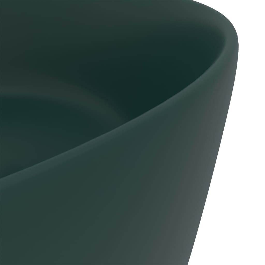 Lavabo rond de luxe Vert foncé mat 40x15 cm Céramique