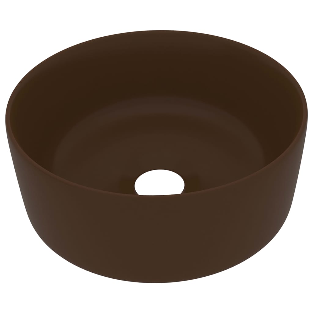 Lavabo rond de luxe Marron foncé mat 40x15 cm Céramique