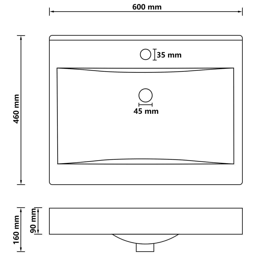 Lavabo avec trou de robinet Blanc mat 60x46 cm Céramique