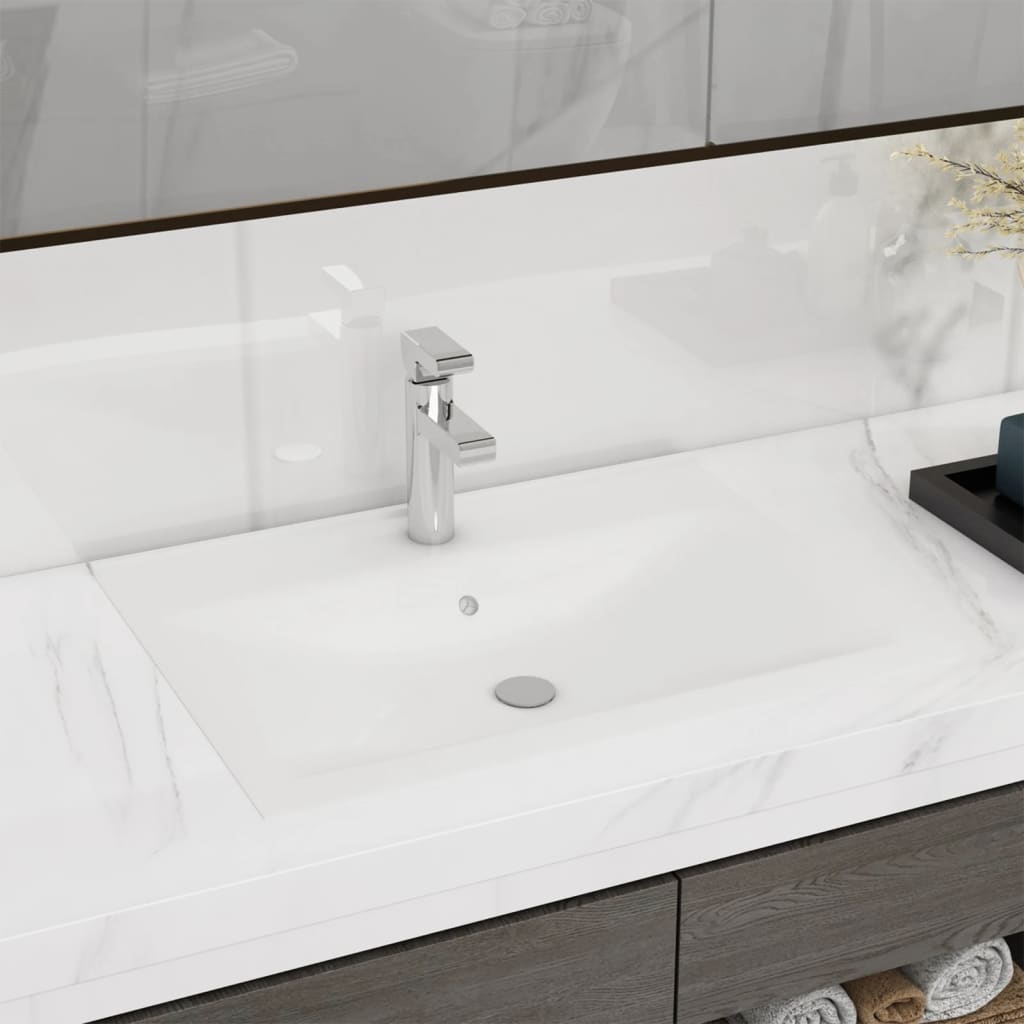 Lavabo avec trou de robinet Blanc mat 60x46 cm Céramique