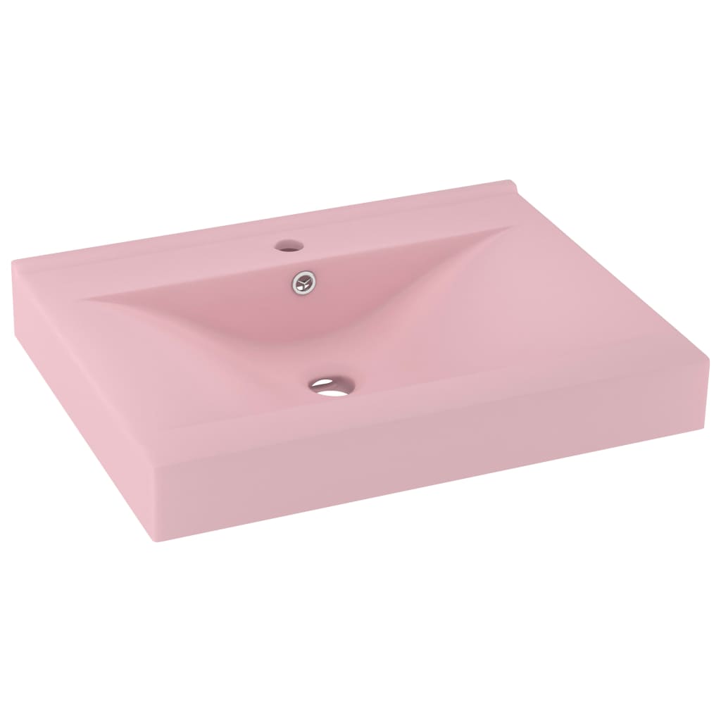 Lavabo avec trou de robinet Rose mat 60x46 cm Céramique