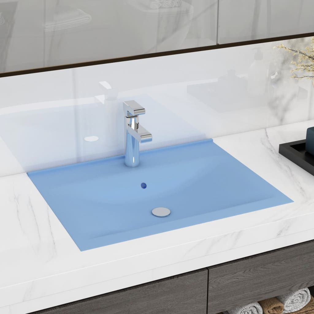 Lavabo avec trou de robinet Bleu clair mat 60x46 cm Céramique