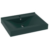 Lavabo avec trou de robinet Vert foncé mat 60x46 cm Céramique