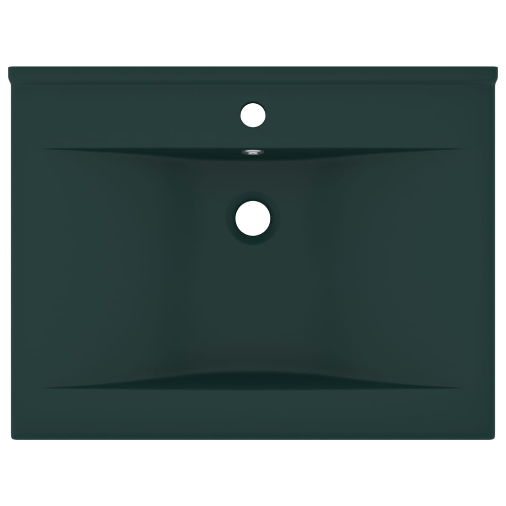 Lavabo avec trou de robinet Vert foncé mat 60x46 cm Céramique