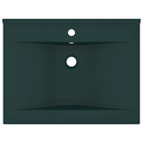 Lavabo avec trou de robinet Vert foncé mat 60x46 cm Céramique