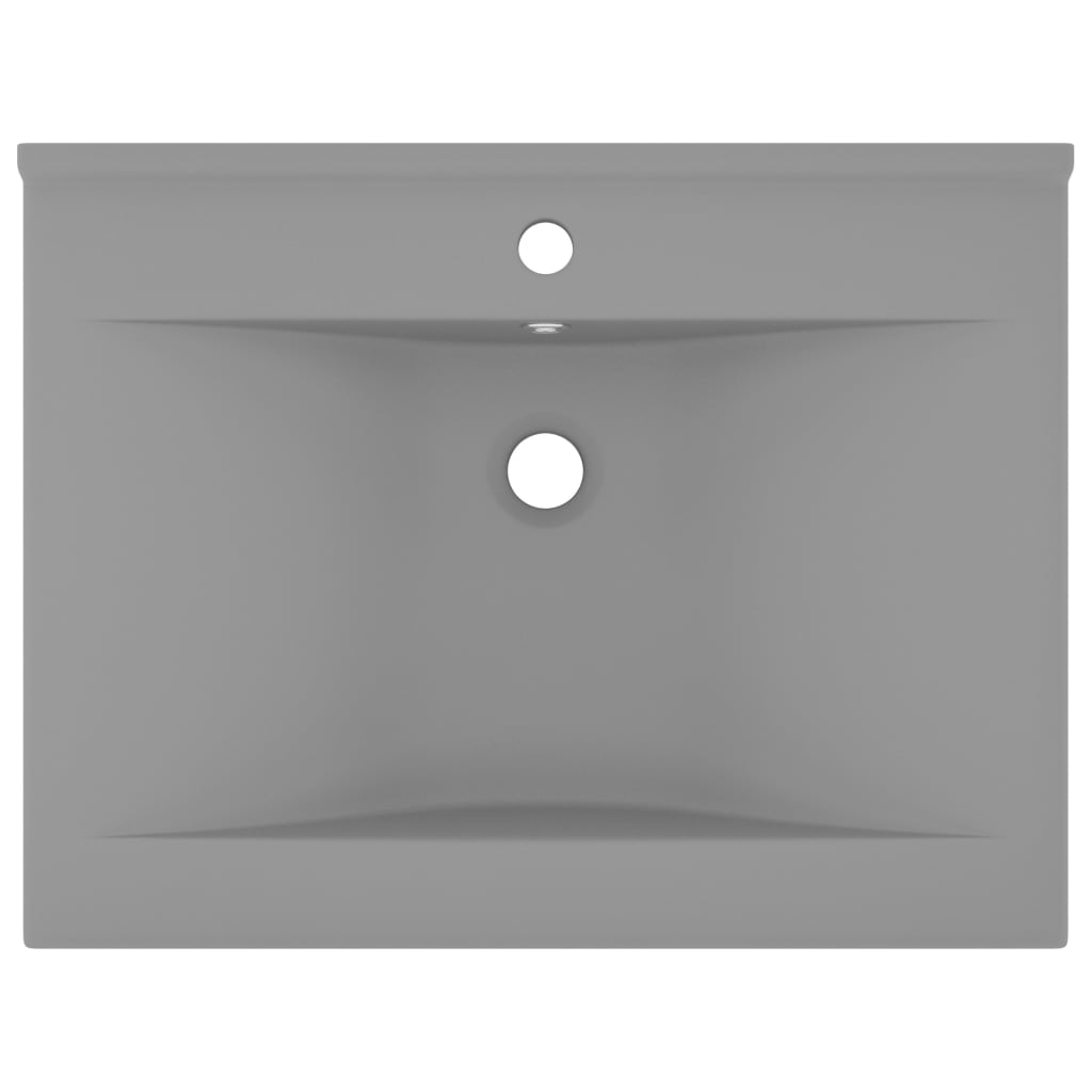 Lavabo avec trou de robinet Gris clair mat 60x46 cm Céramique