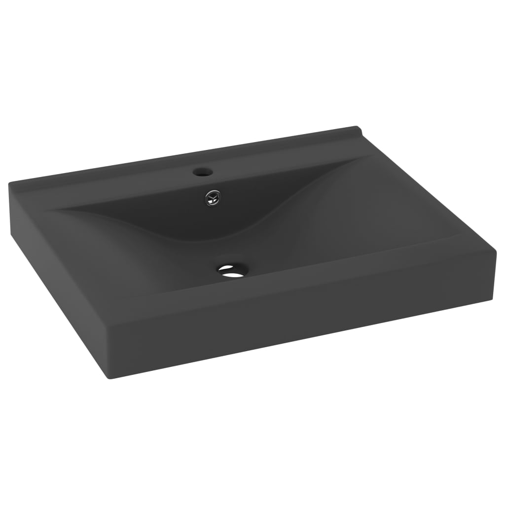 Lavabo avec trou de robinet Gris foncé mat 60x46 cm Céramique