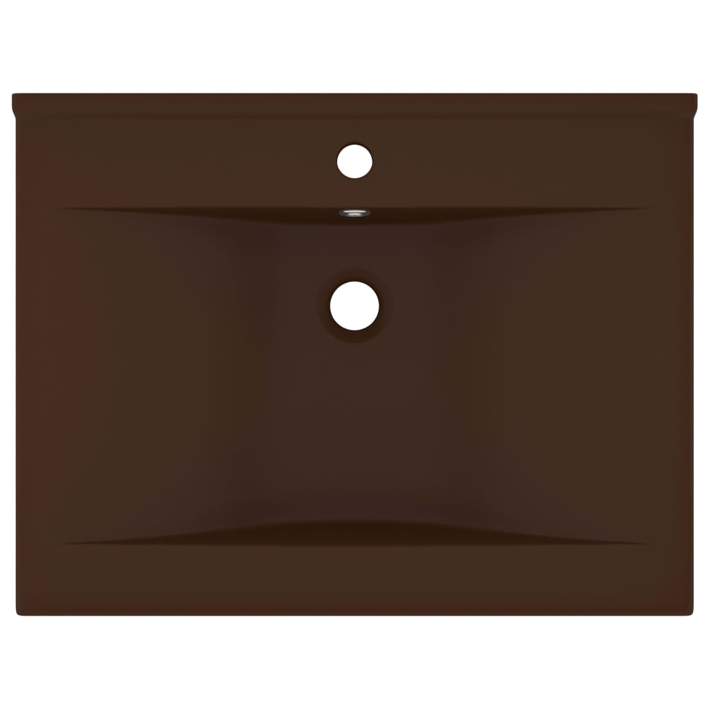 Lavabo avec trou de robinet Marron foncé mat 60x46 cm Céramique