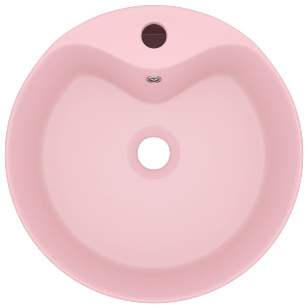 Lavabo de luxe avec trop-plein Rose mat 36x13 cm Céramique