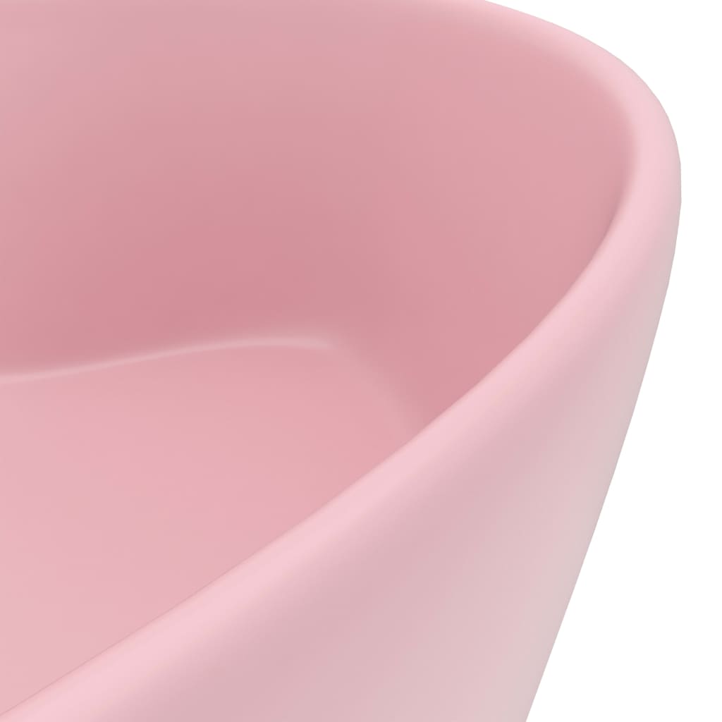 Lavabo de luxe avec trop-plein Rose mat 36x13 cm Céramique