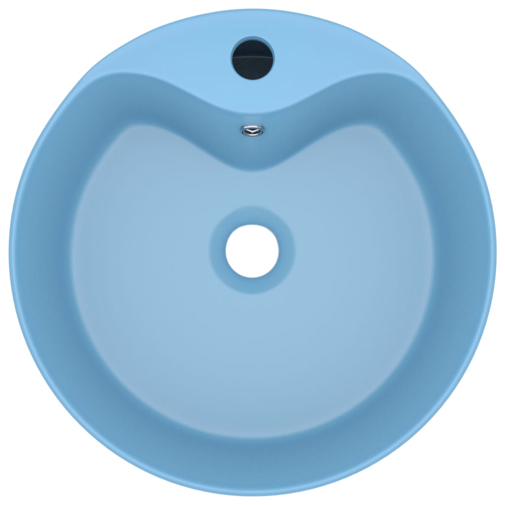 Lavabo de luxe avec trop-plein Bleu clair mat 36x13cm Céramique