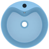 Lavabo de luxe avec trop-plein Bleu clair mat 36x13cm Céramique