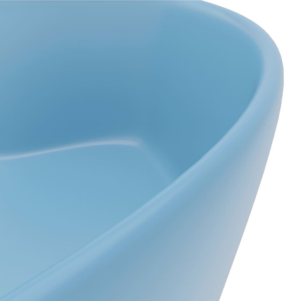 Lavabo de luxe avec trop-plein Bleu clair mat 36x13cm Céramique