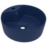 Lavabo de luxe avec trop-plein Bleu foncé mat 36x13cm Céramique