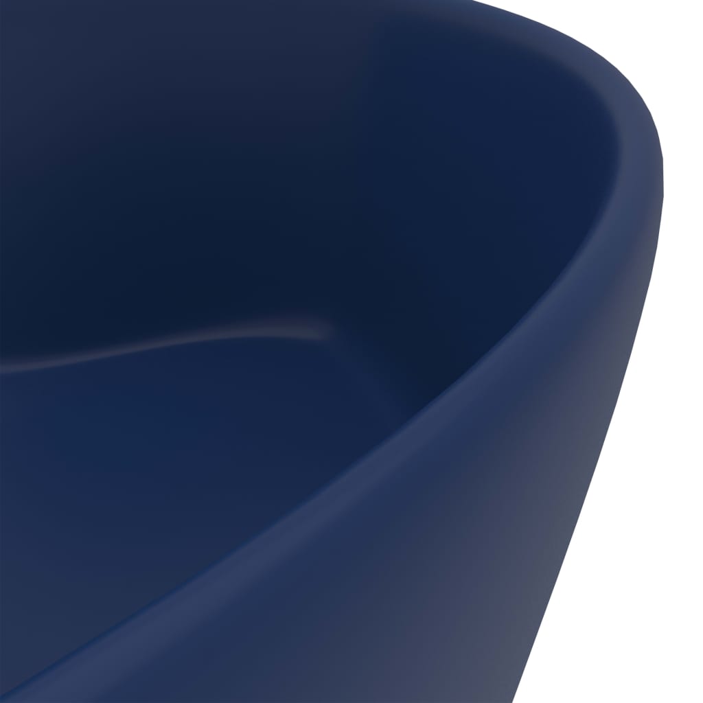 Lavabo de luxe avec trop-plein Bleu foncé mat 36x13cm Céramique