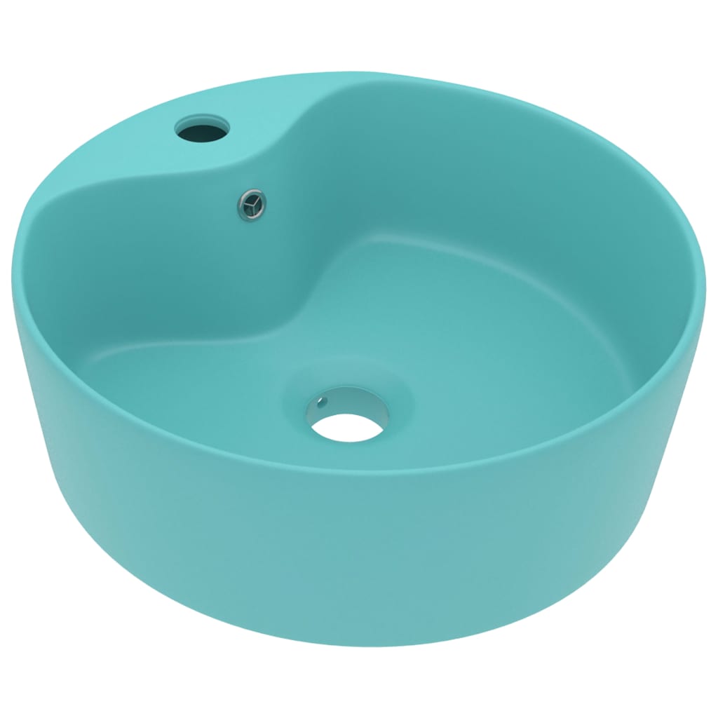 Lavabo de luxe avec trop-plein Vert clair mat 36x13cm Céramique