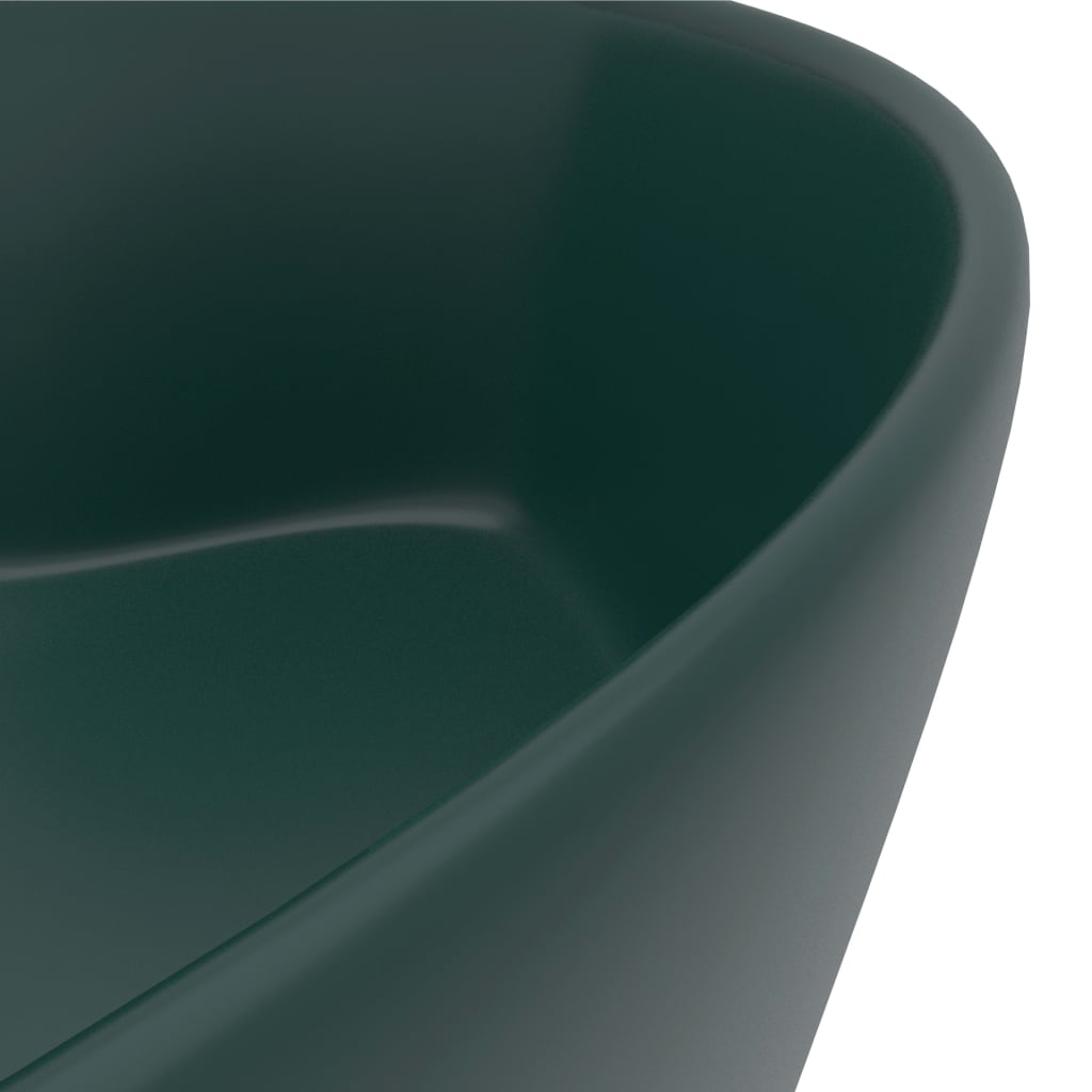 Lavabo de luxe avec trop-plein Vert foncé mat 36x13cm Céramique