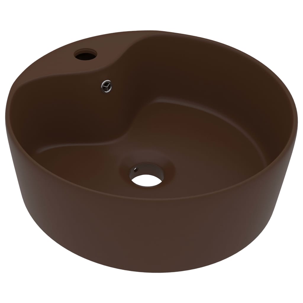 Lavabo avec trop-plein Marron foncé mat 36x13 cm Céramique