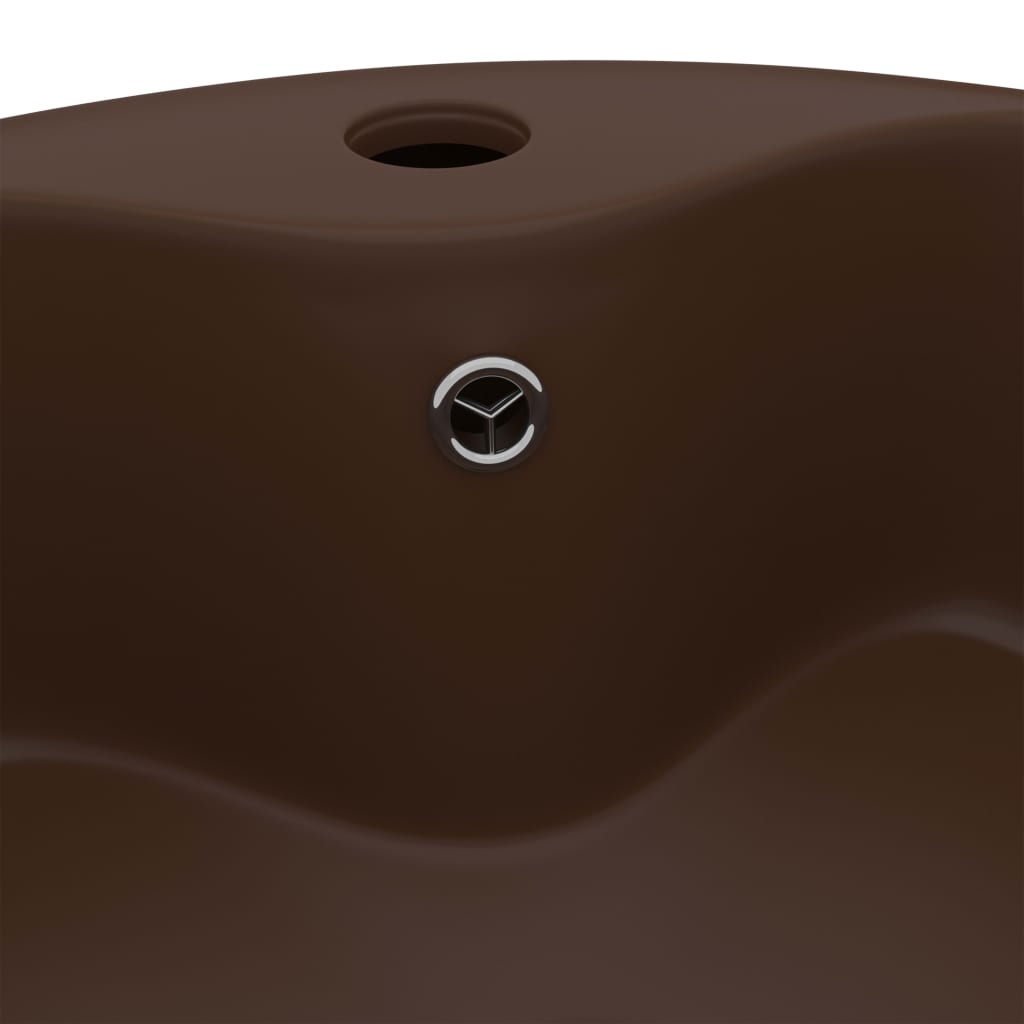 Lavabo avec trop-plein Marron foncé mat 36x13 cm Céramique