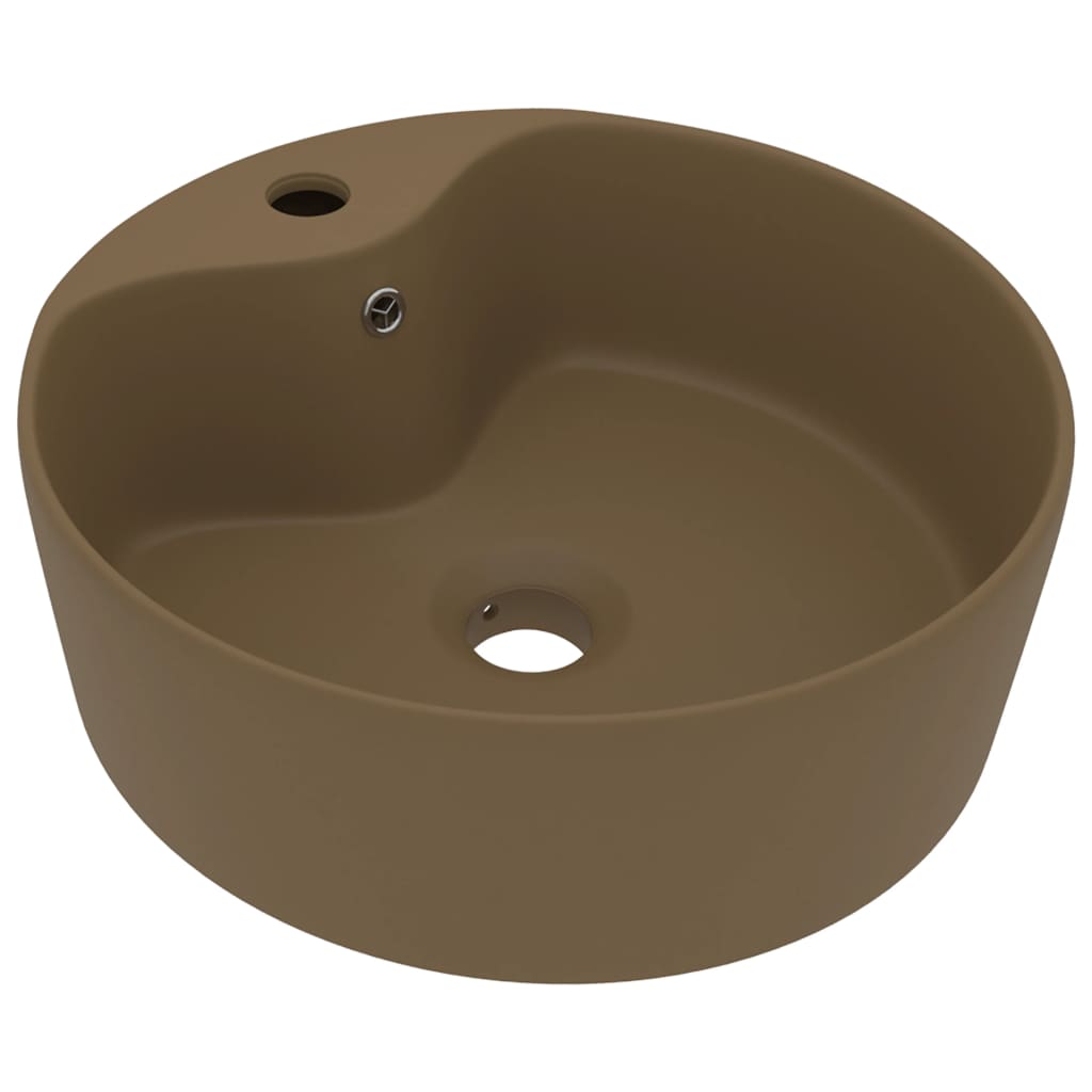 Lavabo de luxe avec trop-plein Crème mat 36x13 cm Céramique