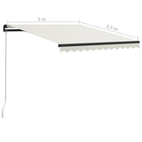 Manual retractable awning with LED 300x250 cm Cream