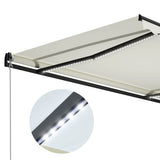 Manual retractable awning with LED 300x250 cm Cream