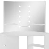 Coiffeuse d'angle table de maquillage lumière LED Blanc clair