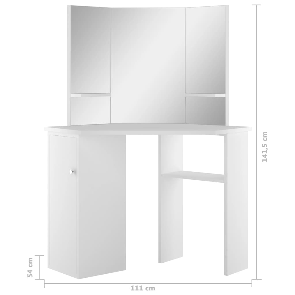 Coiffeuse d'angle Table de maquillage cosmétique Blanc