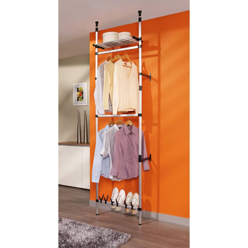 Système de garde-robe télescopique barres et étagère Aluminium