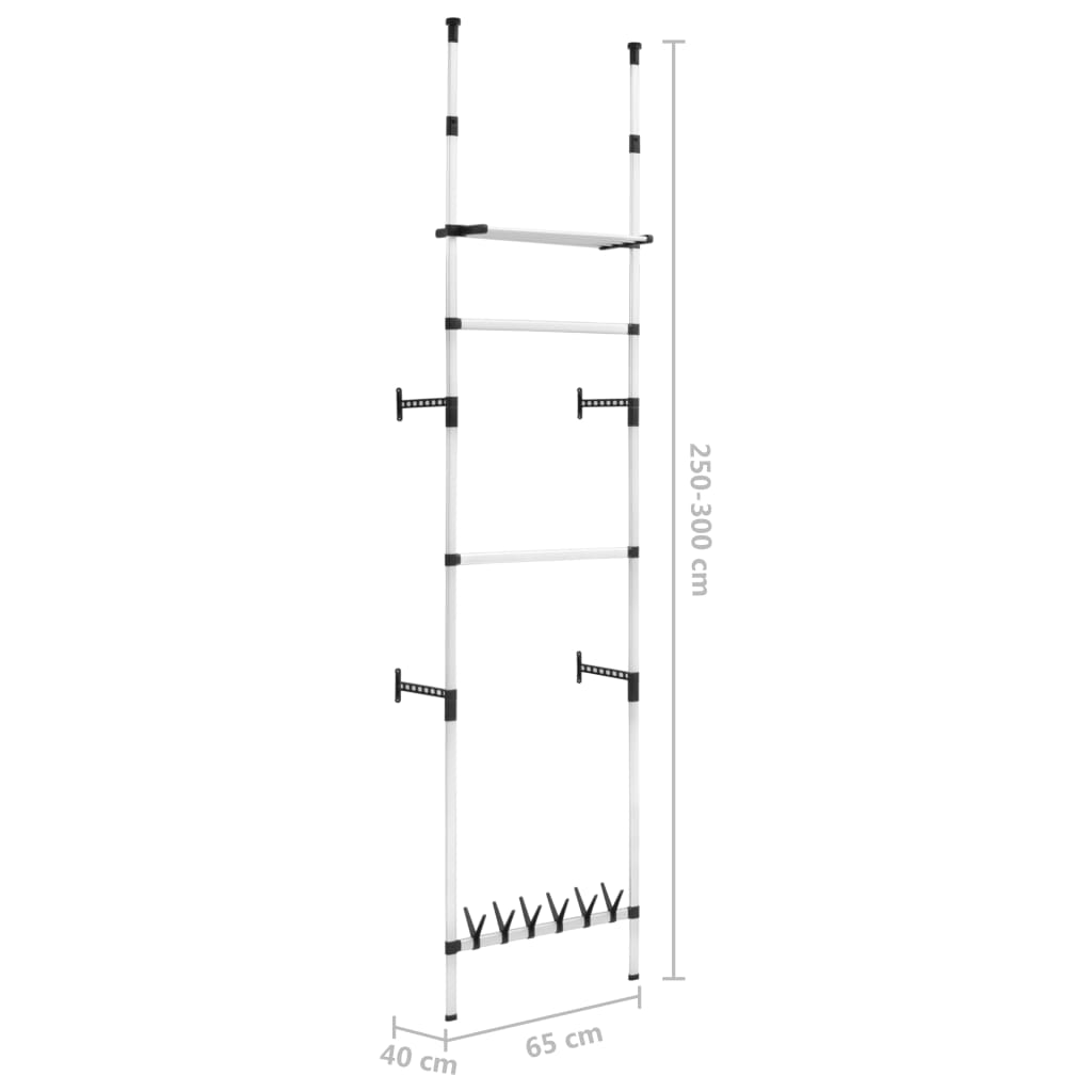 Système de garde-robe télescopique barres et étagère Aluminium