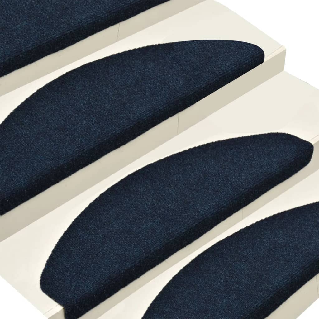 Tapis d'escalier autocollants 15 pcs Bleu 56x17x3 cm Aiguilleté