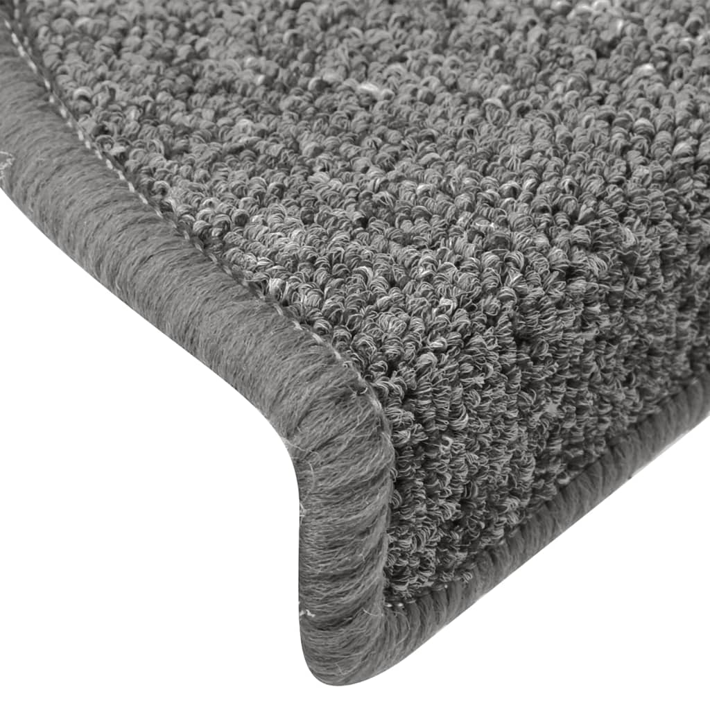 Tapis de marches d'escalier 15 pcs Gris foncé 65x24x4cm