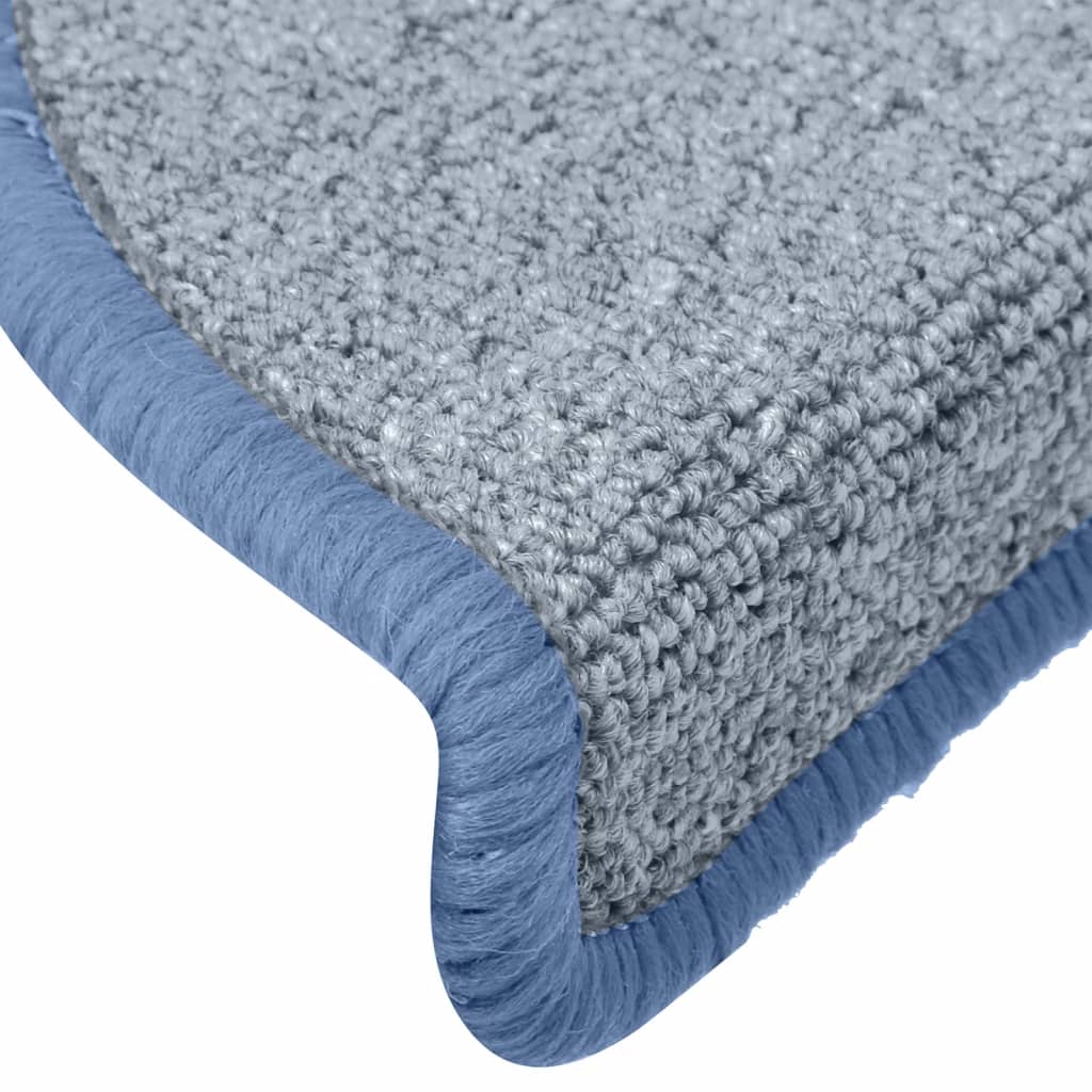 Tapis de marches d'escalier 15 pcs Gris clair et bleu 65x24x4cm