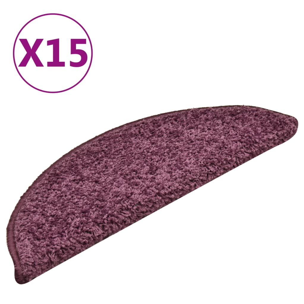 Tapis de marches d'escalier 15 pcs Violet foncé 56x17x3 cm