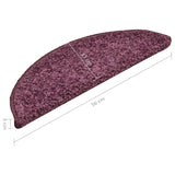 Tapis de marches d'escalier 15 pcs Violet foncé 56x17x3 cm