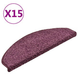 Tapis de marches d'escalier 15 pcs Violet foncé 65x21x4 cm