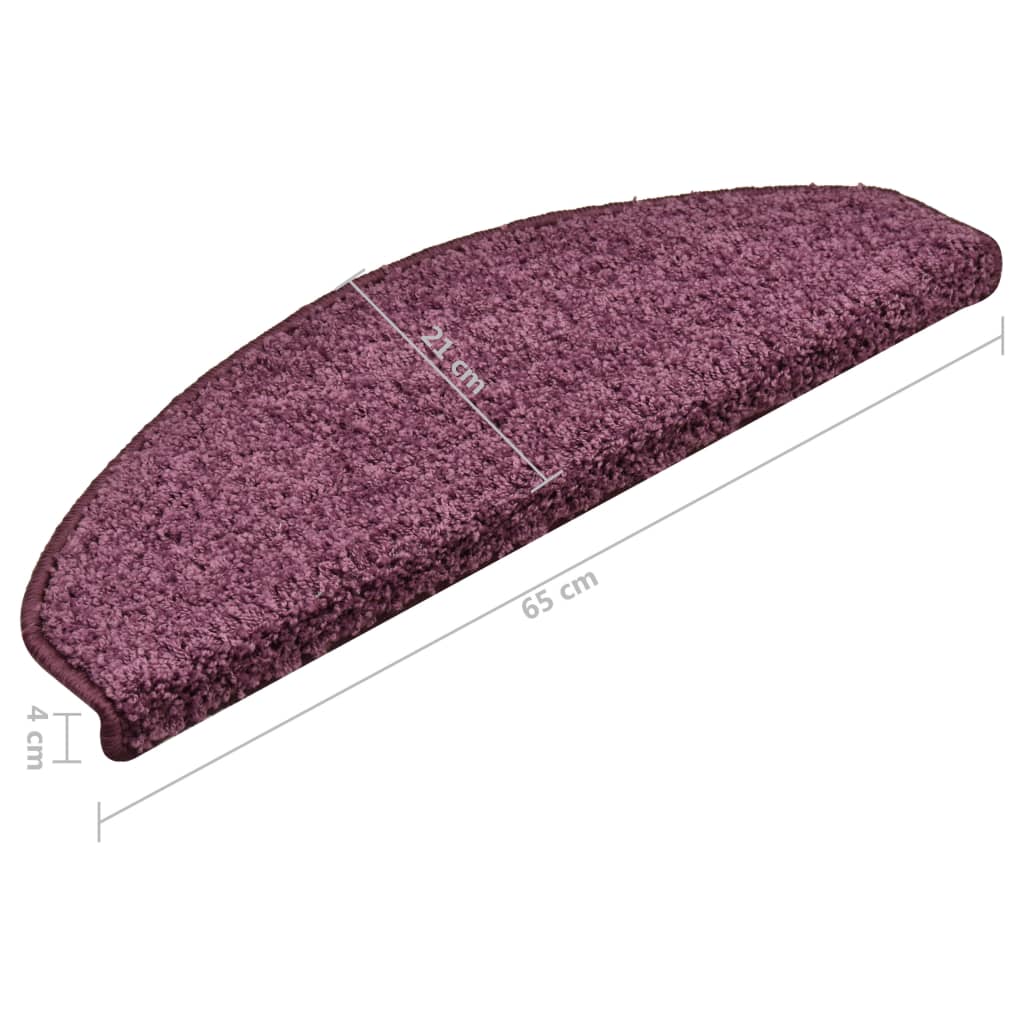 Tapis de marches d'escalier 15 pcs Violet foncé 65x21x4 cm