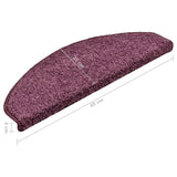 Tapis de marches d'escalier 15 pcs Violet foncé 65x21x4 cm