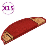 Tapis d'escalier autocollants 15 pcs Rouge 65x21x4 cm