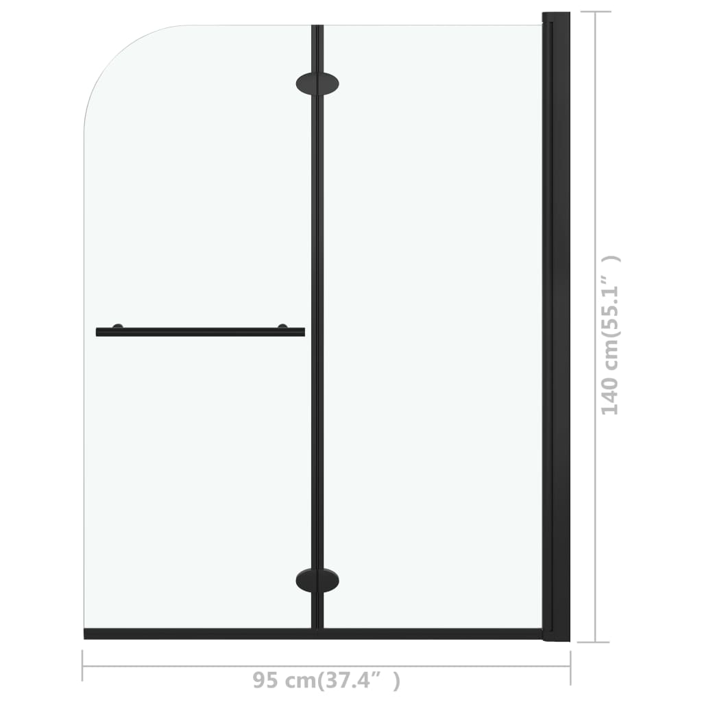 Cabine de douche pliable 2 panneaux ESG 95x140 cm Noir