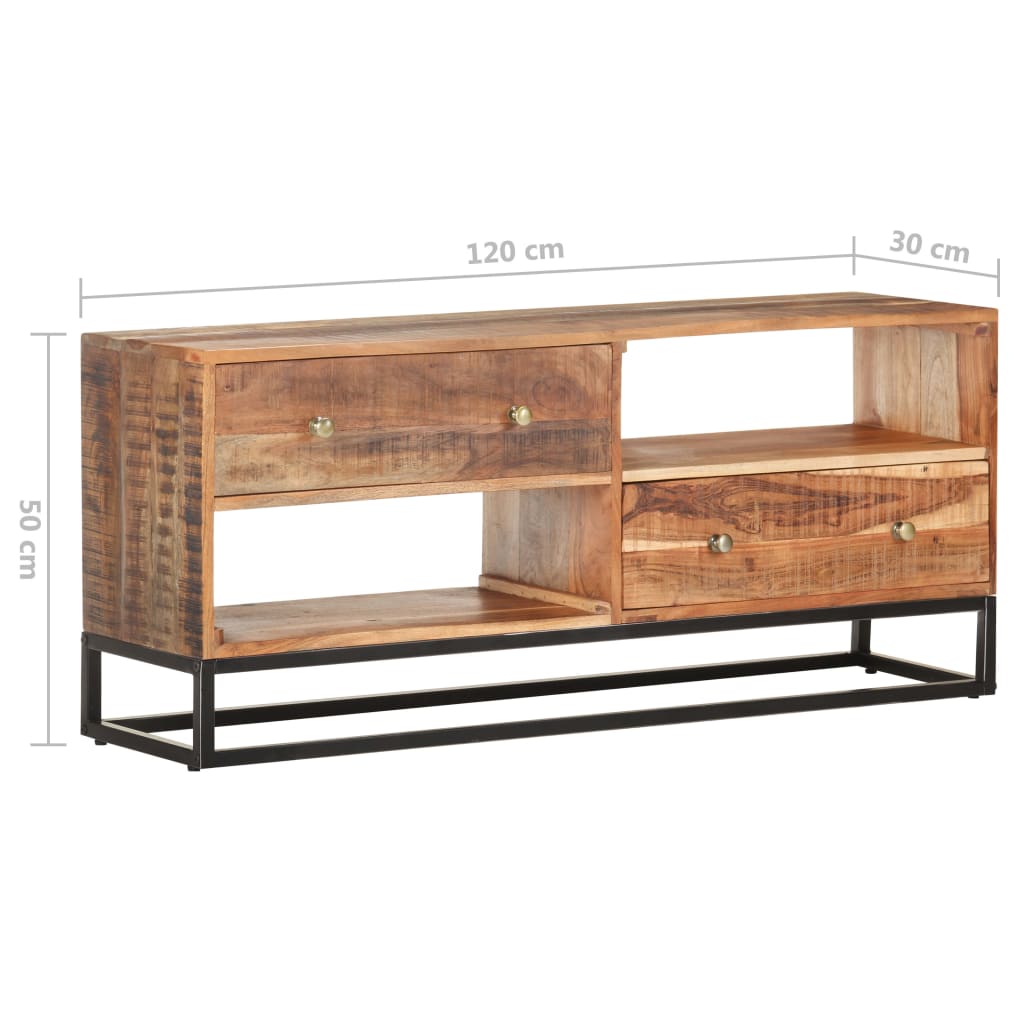 Meuble TV 120x30x50 cm Bois d'acacia brut