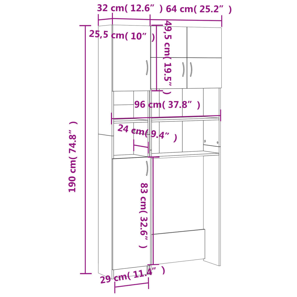 vidaXL Ensemble de meuble pour machine à laver Blanc Bois d'ingénierie