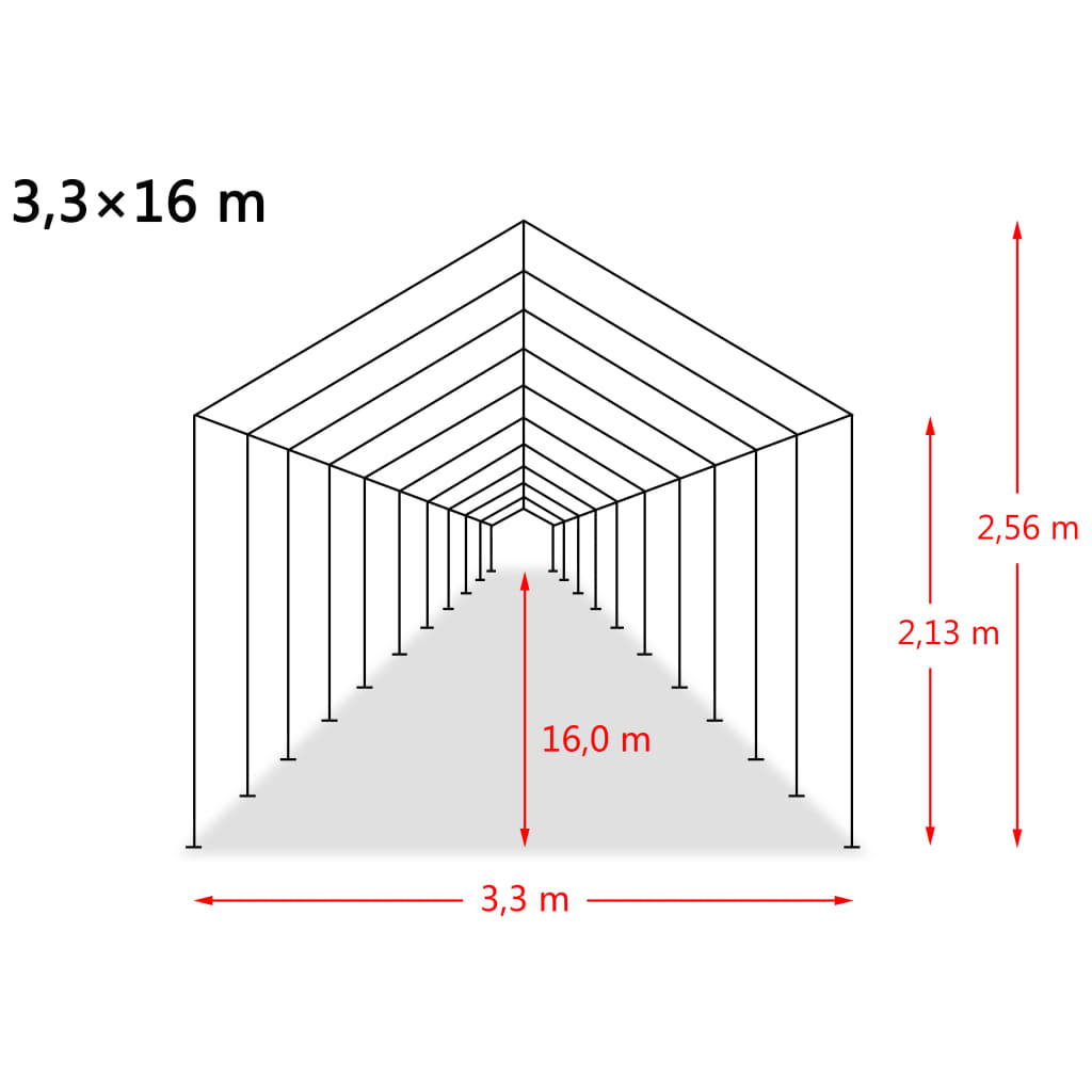 Tente amovible pour bétail PVC 550 g/m² 3,3 x 16 m Vert foncé