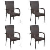 Chaises empilables d'extérieur lot de 4 Résine tressée Marron