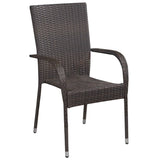 Chaises empilables d'extérieur lot de 4 Résine tressée Marron