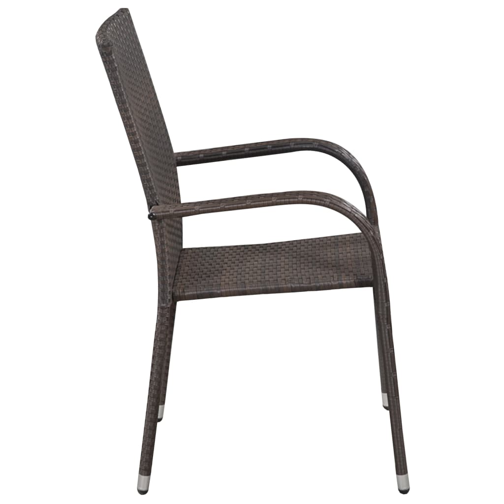 Chaises empilables d'extérieur lot de 4 Résine tressée Marron